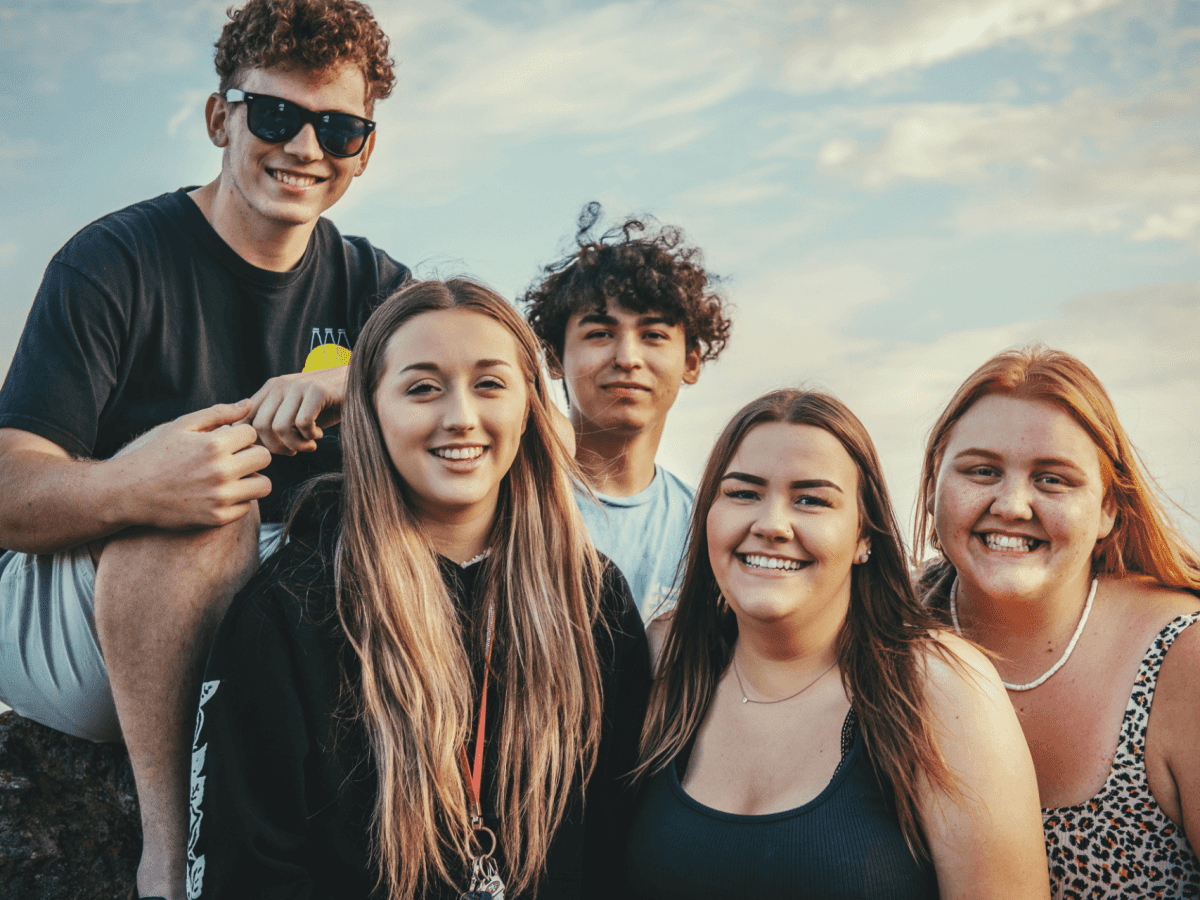 group of smiling students